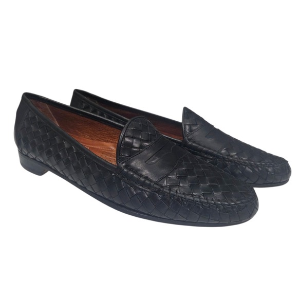 Allen Edmonds Other - Allen Edmonds St. Lucia Loafers Mens 10.5 B Black Woven Leather Made in Italy